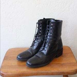 Vintage genuine leather combat boots